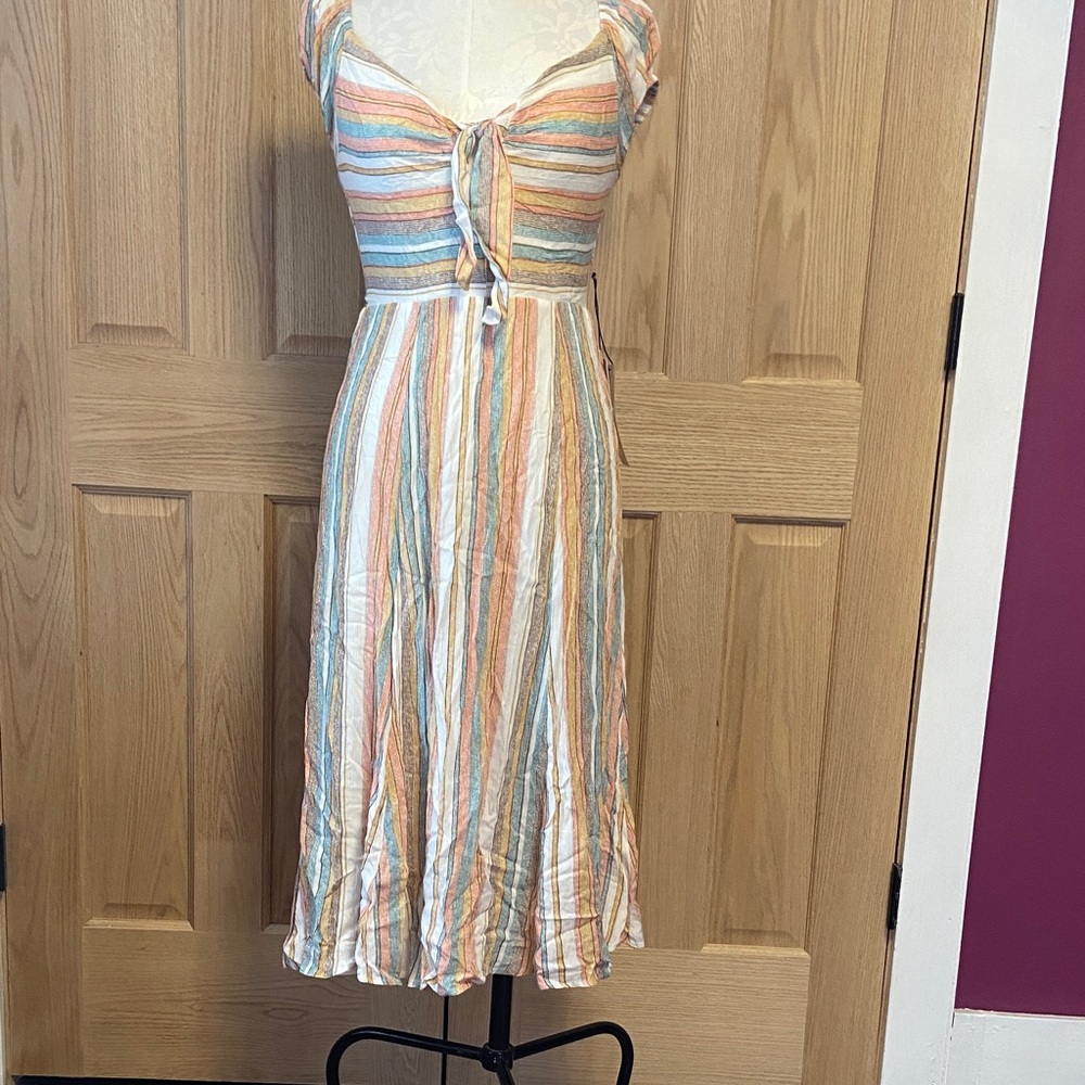 June & Hudson Pastel Striped Midi Dress